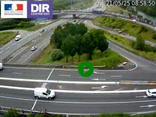 Webcam traffic à Grenoble-sud sur l'autoroute A480. Vue orientée vers l'entrée et la sortie de Grenoble