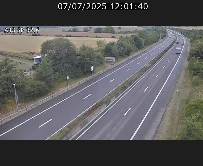 Webcam info trafic A13 à hauteur de Mondorf-les-bains. Vue orientée vers Altwies