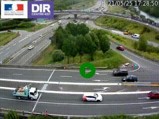Webcam traffic à Grenoble-sud sur l'autoroute A480. Vue orientée vers l'entrée et la sortie de Grenoble