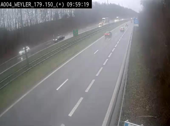 Webcam entre la sortie Arlon et la sortie Weyler sur l'E411. Vue orientée vers Luxembourg