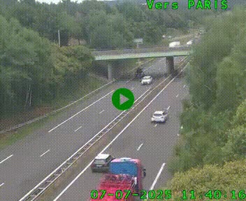 Caméra routière sur l'autoroute A20 au nord de Limoges, à la jonction avec la N520. Vue orientée vers Paris