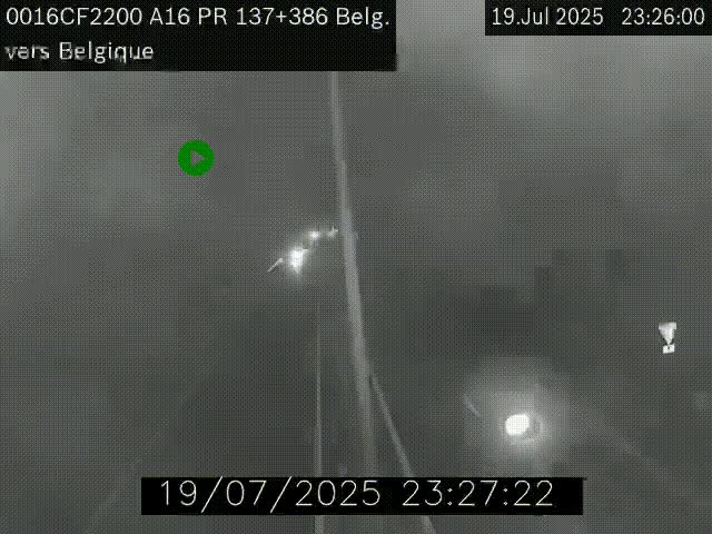 Webcam à la frontière franco-belge au niveau de Bray-Dunes/De-Panne sur l'autoroute A16. Vue orientée vers la Belgique