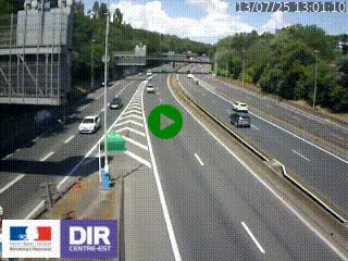 Caméra autoroute sur A6 - Valvert, près de Lyon, en direction de Paris, à hauteur de la sortie 36 Porte du Valvert