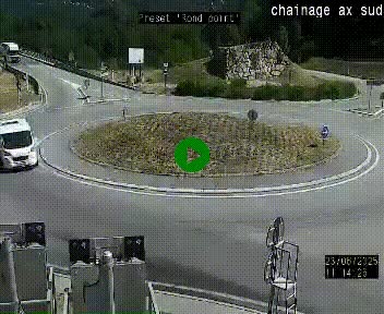 Webcam au nord d'Ax-les-Thermes au niveau de l'aire de chaînage de la N20. Vue orientée vers les Pyrénées, en direction de Pas de la Case