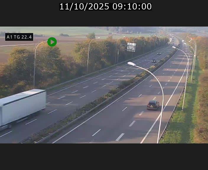 Traffic live webcam Luxembourg Flaxweiler - A1 direction Luxembourg - BK 22.4