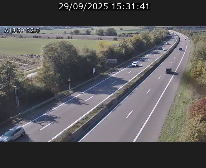 Webcam info trafic A13 à hauteur de Mondorf-les-bains. Vue orientée vers Altwies