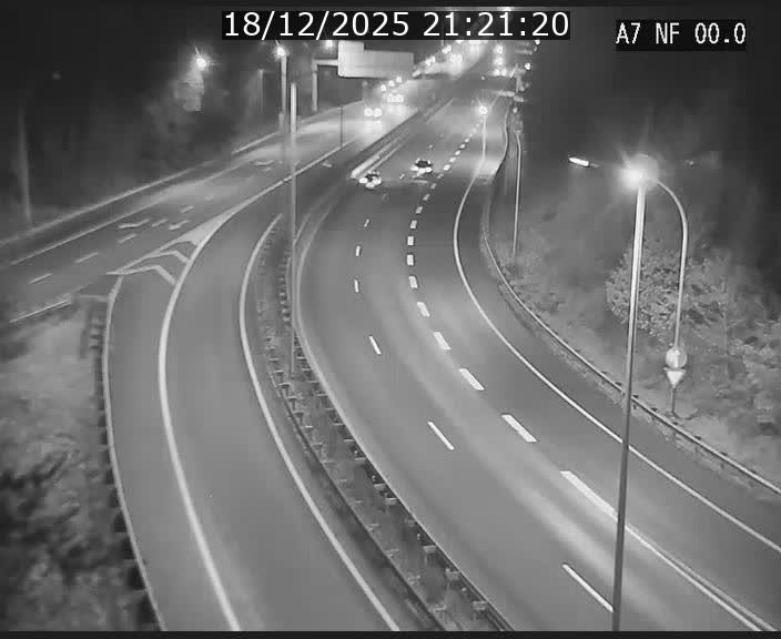 Caméra autoroute Luxembourg A7 - Echangeur A1/A7 Grünewald direction Tunnel Stafelter