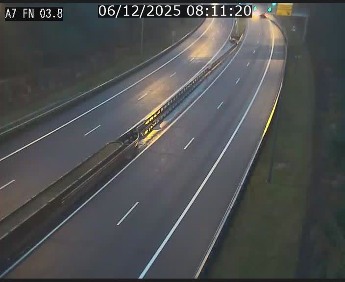 Caméra autoroute Luxembourg A7 - Passage à gibier Rëngelbour - direction Tunnel Stafelter