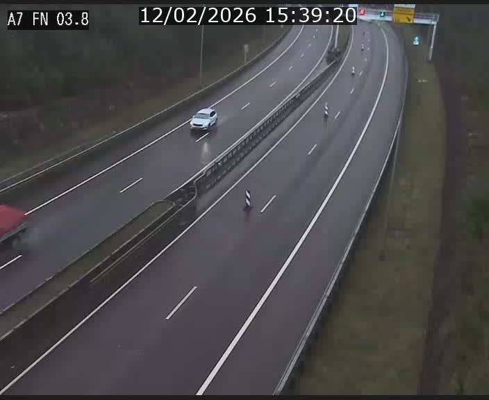 Caméra autoroute Luxembourg A7 - Passage à gibier Rëngelbour - direction Tunnel Stafelter