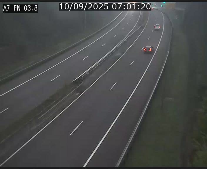 Caméra autoroute Luxembourg A7 - Passage à gibier Rëngelbour - direction Tunnel Stafelter