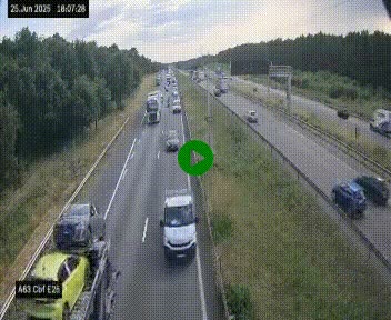 Webcam autoroute A63 en périphérie de Bordeaux au sud-est de la ville, en provenance du bassin d'Arcachon. Vue orientée vers Bordeaux