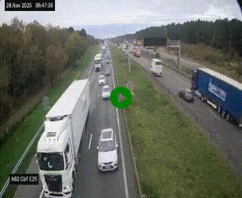 Webcam autoroute A63 en périphérie de Bordeaux au sud-est de la ville, en provenance du bassin d'Arcachon. Vue orientée vers Bordeaux