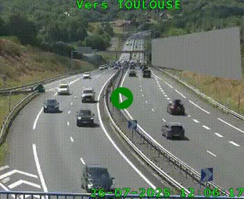 Caméra routière sur l'autoroute A20 à Noailles, en périphérie de Brive-la-Gaillarde. Vue orientée vers Toulouse