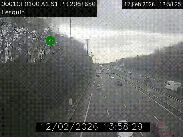 Webcam autoroute A1 à hauteur de Lesquin. Vue orientée vers Lille