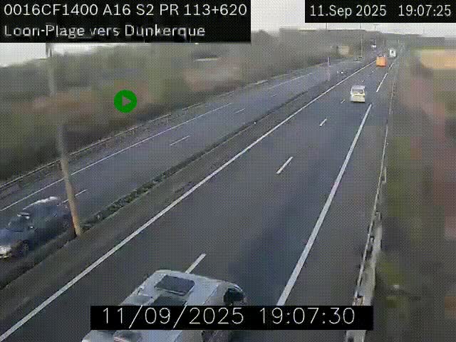 Webcam autoroute A16 à hauteur de Loon-Plage. Vue orientée vers Dunkerque et la Belgique.