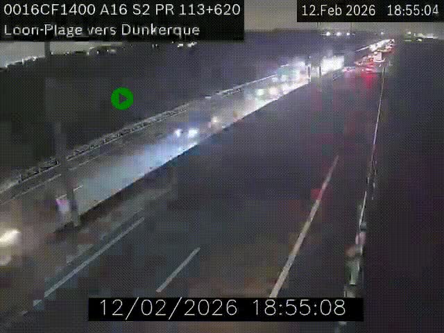 Webcam autoroute A16 à hauteur de Loon-Plage. Vue orientée vers Dunkerque et la Belgique.