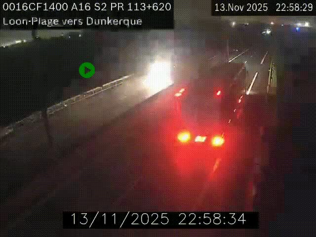 Webcam autoroute A16 à hauteur de Loon-Plage. Vue orientée vers Dunkerque et la Belgique.