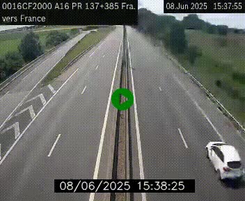 Webcam à la frontière franco-belge au niveau de Bray-Dunes/De-Panne sur l'autoroute A16. Vue orientée vers Calais