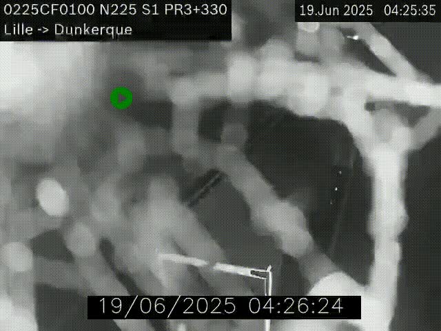 Webcam autoroute A25 (N225) à hauteur de Bergues (Bierne). Vue orientée vers Dunkerque.