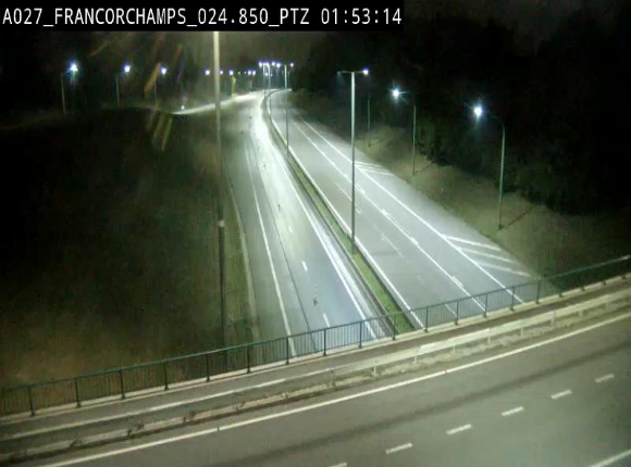 Webcam E42 (A27) dans les Ardennes à Francorchamps, à proximité du circuit de Spa. Vue orientée vers Liège