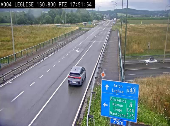Webcam au-dessus de l'E411 sur la N40. Vue orientée vers Léglise en provenance de Neufchâteau
