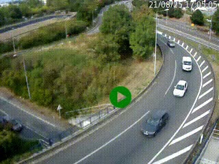 Caméra autoroute à la jonction entre l'A7 et la D301 (Boulevard urbain Sud de Lyon) à Feyzin, au sud de Lyon. Vue orientée vers Mions