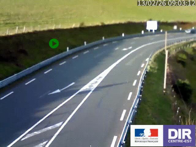Webcam sur le col Pin Bouchain, vue orientée vers Roanne, en provenance de Lyon sur la nationale 7 (N7)