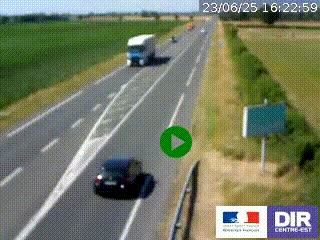Webcam routière sur la RN7 à hauteur de Toulon-sur-Allier, entre Moulins et Vichy
