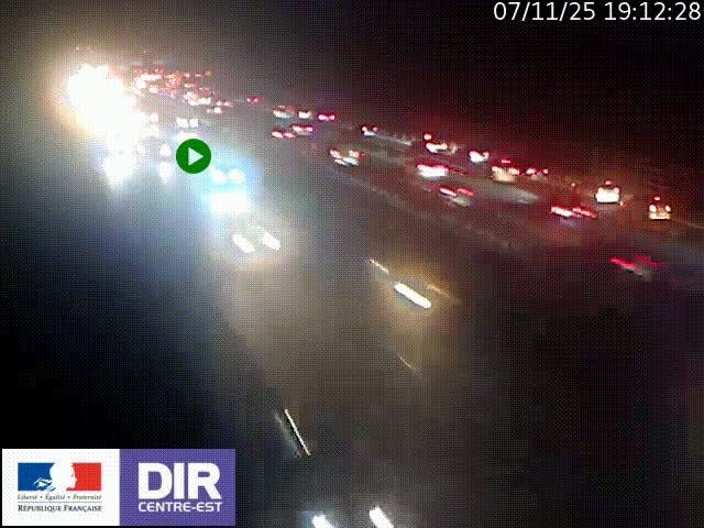 Caméra trafic à la jonction entre l'A46 (Rocade-est de Lyon) et l'A42 à hauteur de Vault-en-Velin en direction de Marseille