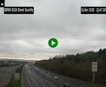 Webcam routière sur N338 à hauteur de Grand-Quevilly en périphérie de Rouen. Vue orientée vers Rouen