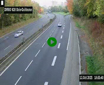 Webcam routière à hauteur de Bois-Guillaume en périphérie de Rouen. Vue orientée vers Rouen