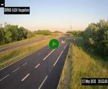 Webcam autoroute A150 à hauteur de La Vaupalière en périphérie de Rouen. Vue orientée vers Rouen