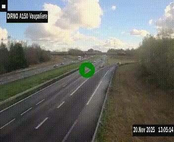 Webcam autoroute A150 à hauteur de La Vaupalière en périphérie de Rouen. Vue orientée vers Rouen