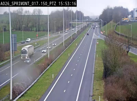 Webcam A26 (E25) à Sprimont, sur l'autoroute entre Liège et Arlon. Vue orientée vers le Luxembourg