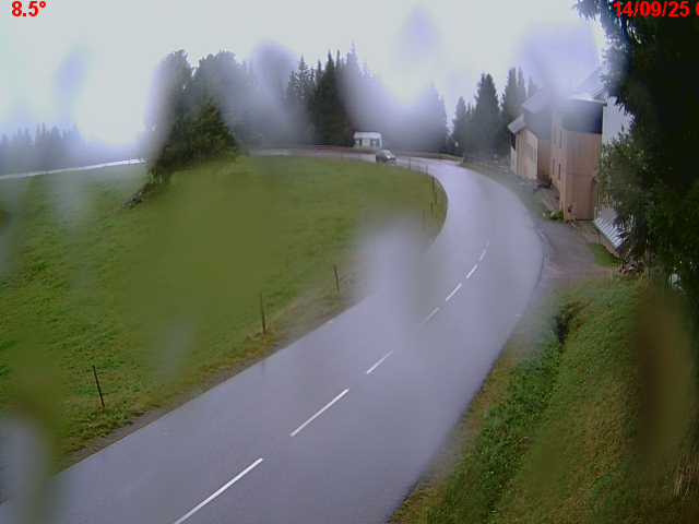 Webcam en haut du col du Ballon d'Alsace sur la D465 à 1075 mètres d'altitude dans les Vosges