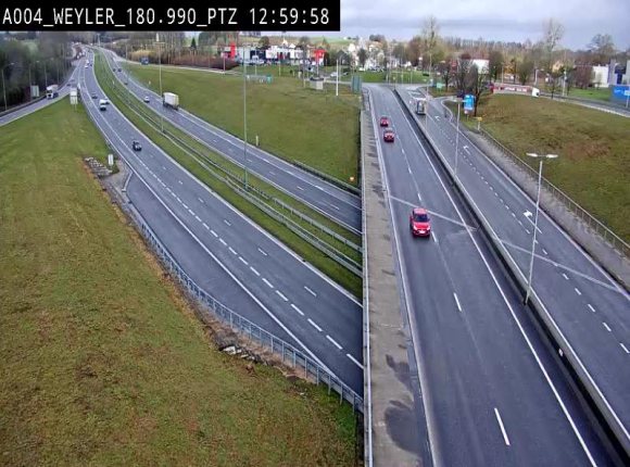 Webcam à la jonction entre la N81 et l'E411 à hauteur de la sortie 32 Longwy/Messancy à Arlon. Vue orientée vers Bruxelles