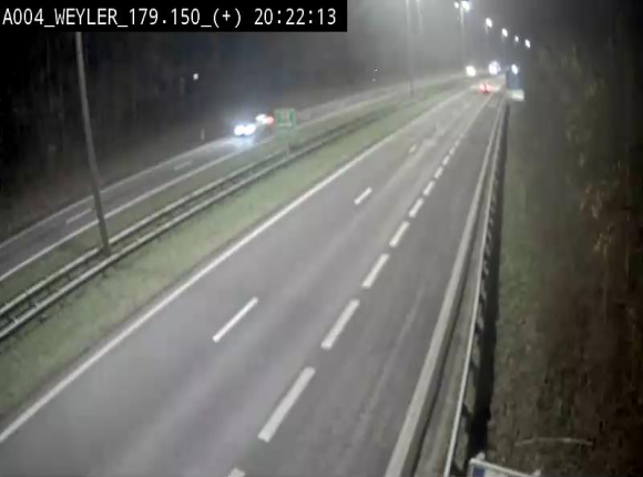 Webcam entre la sortie Arlon et la sortie Weyler sur l'E411. Vue orientée vers Luxembourg