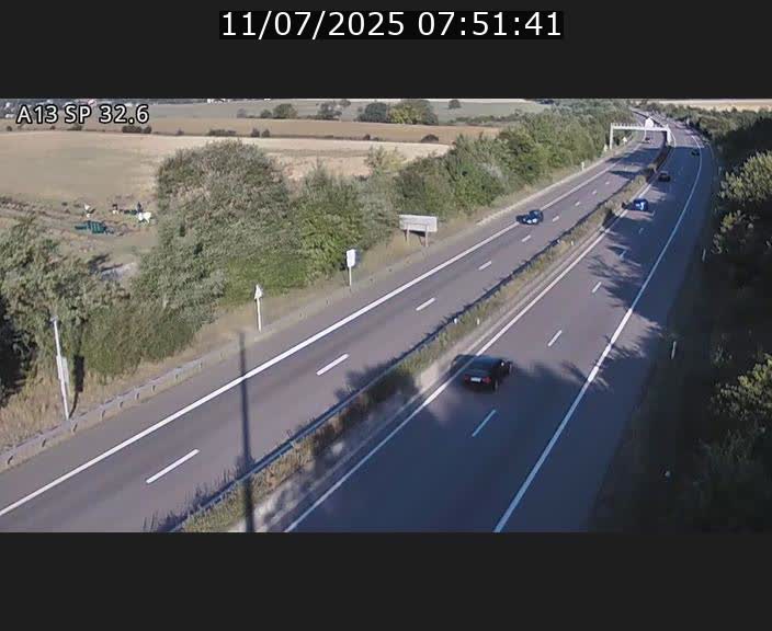 Webcam info trafic A13 à hauteur de Mondorf-les-bains. Vue orientée vers Altwies