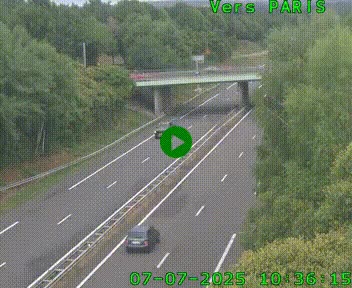 Caméra routière sur l'autoroute A20 au nord de Limoges, à la jonction avec la N520. Vue orientée vers Paris