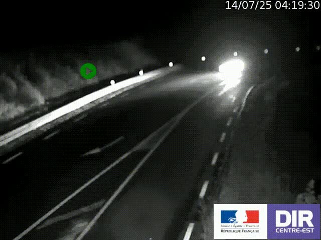 Webcam sur le col Pin Bouchain, vue orientée vers Roanne, en provenance de Lyon sur la nationale 7 (N7)