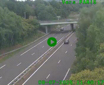 Caméra routière sur l'autoroute A20 au nord de Limoges, à la jonction avec la N520. Vue orientée vers Paris