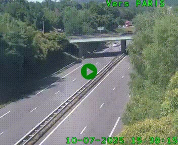 Caméra routière sur l'autoroute A20 au nord de Limoges, à la jonction avec la N520. Vue orientée vers Paris