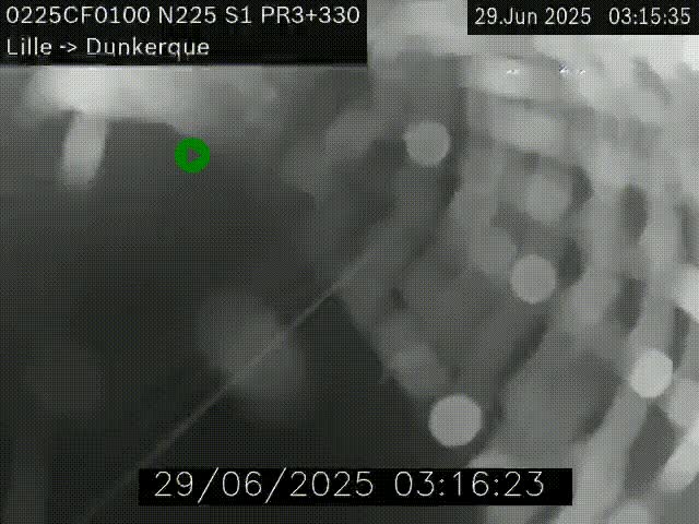 Webcam autoroute A25 (N225) à hauteur de Bergues (Bierne). Vue orientée vers Dunkerque.