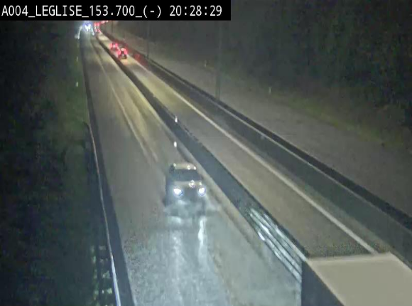 Webcam autoroute A4 (E411-E25) à Léglise, avant la jonction avec la N40. Vue orientée vers Bruxelles