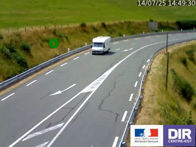 Webcam sur le col Pin Bouchain, vue orientée vers Roanne, en provenance de Lyon sur la nationale 7 (N7)