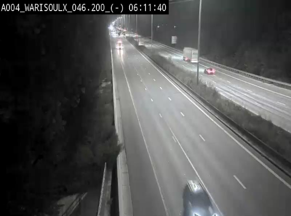 Webcam sur l'E411 à proximité de la jonction avec l'E42 à Warisoulx. Vue orientée vers le nord