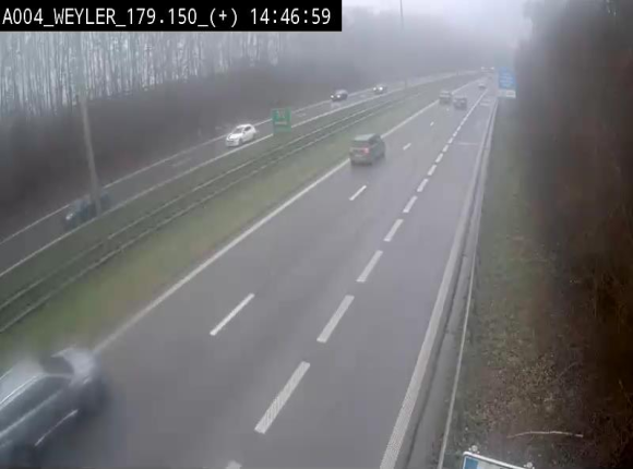 Webcam entre la sortie Arlon et la sortie Weyler sur l'E411. Vue orientée vers Luxembourg