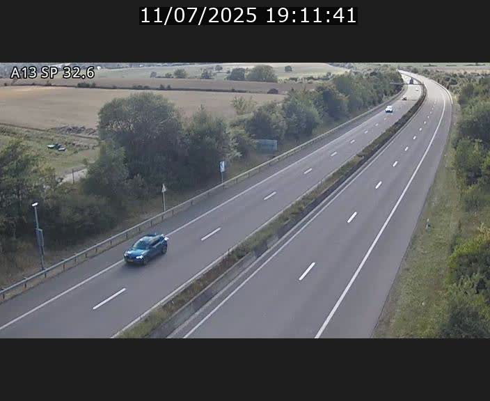 Webcam info trafic A13 à hauteur de Mondorf-les-bains. Vue orientée vers Altwies