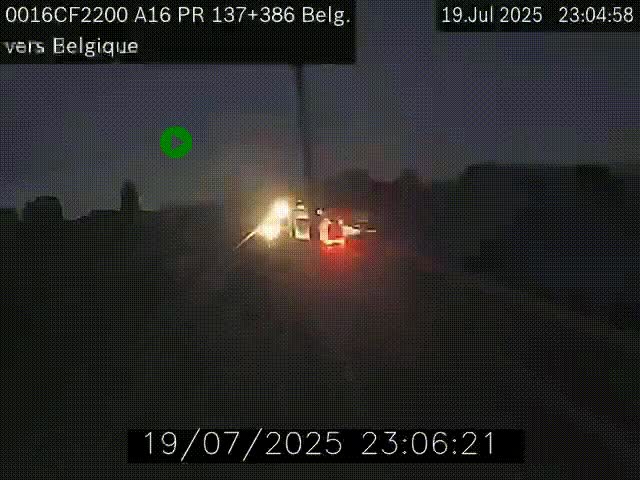 Webcam à la frontière franco-belge au niveau de Bray-Dunes/De-Panne sur l'autoroute A16. Vue orientée vers la Belgique