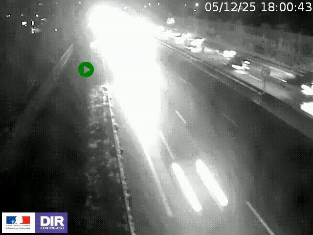 Webcam à Bron sur l'A43 à la jonction avec le boulevard périphérique de Lyon (D383). Vue orientée vers Lyon